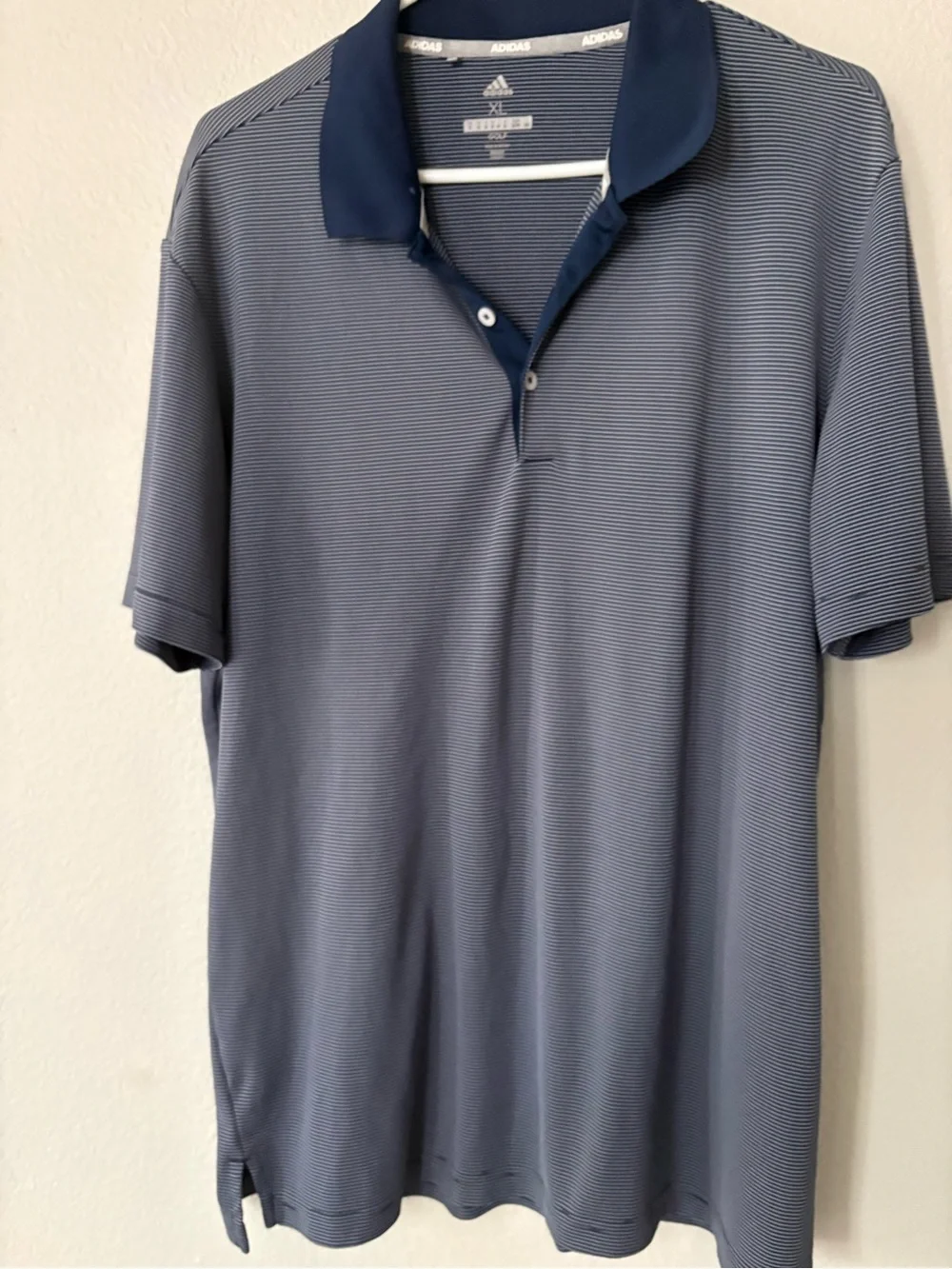 Adidas Men's Navy Micro-Striped Polo Golf Shirt